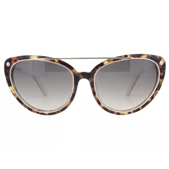 Tom Ford TF 384 56B Edita Havana Cream Grey Fade - Picture 4 of 7